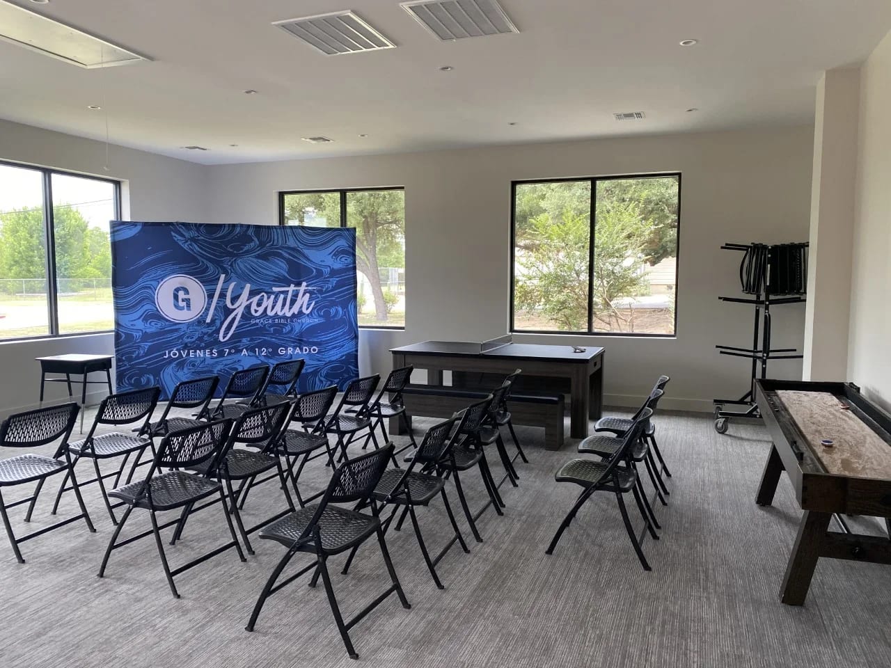Interior details of the completed Grace Midtown worship space