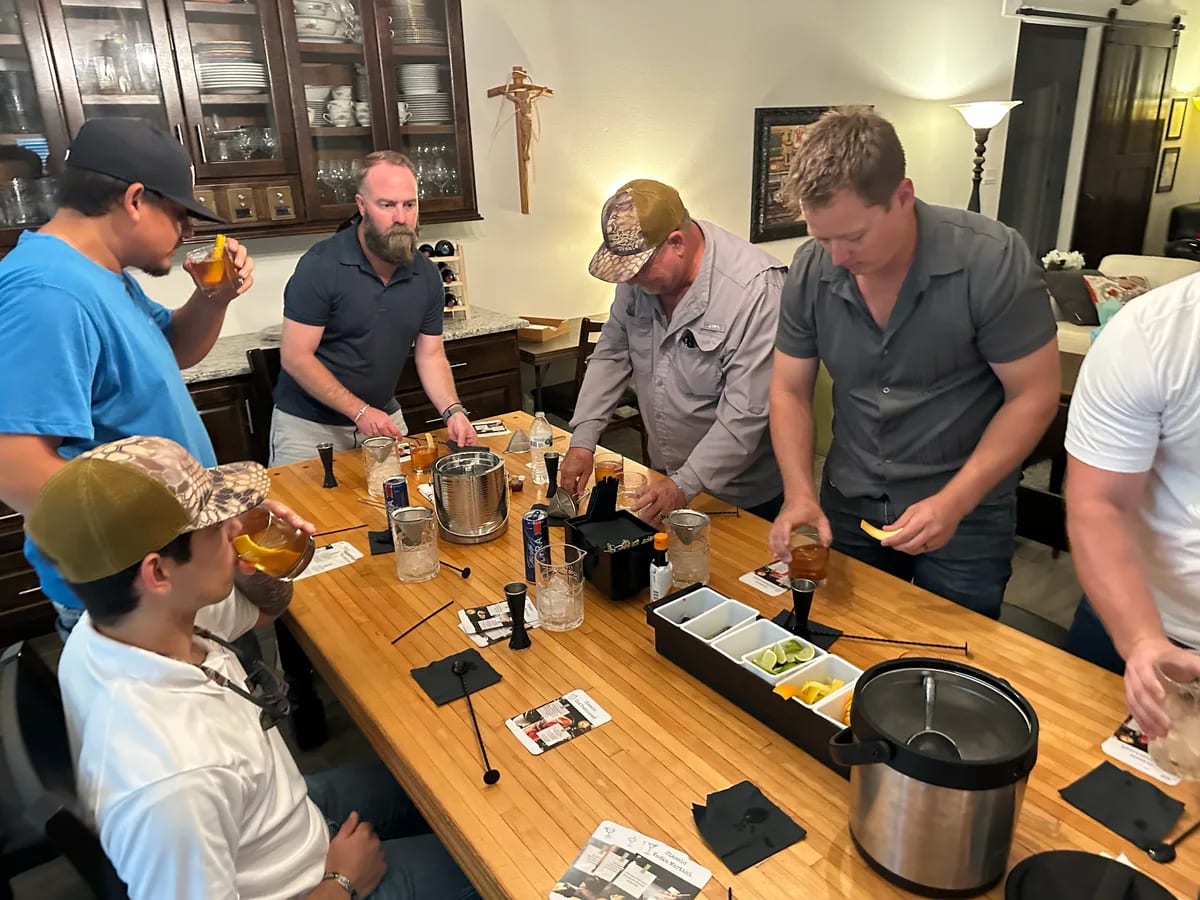 Colleagues preparing a meal together