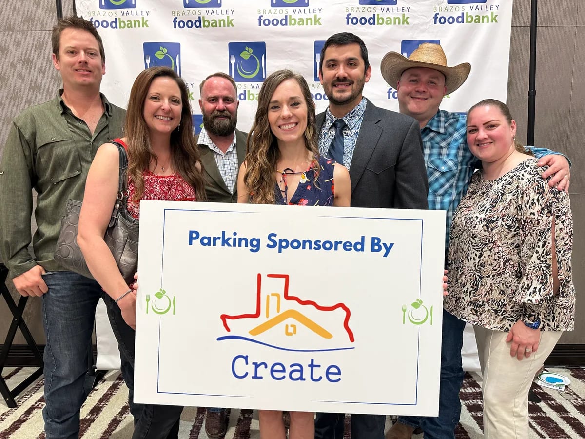 A group representing Create at a Brazos Valley Food Bank event
